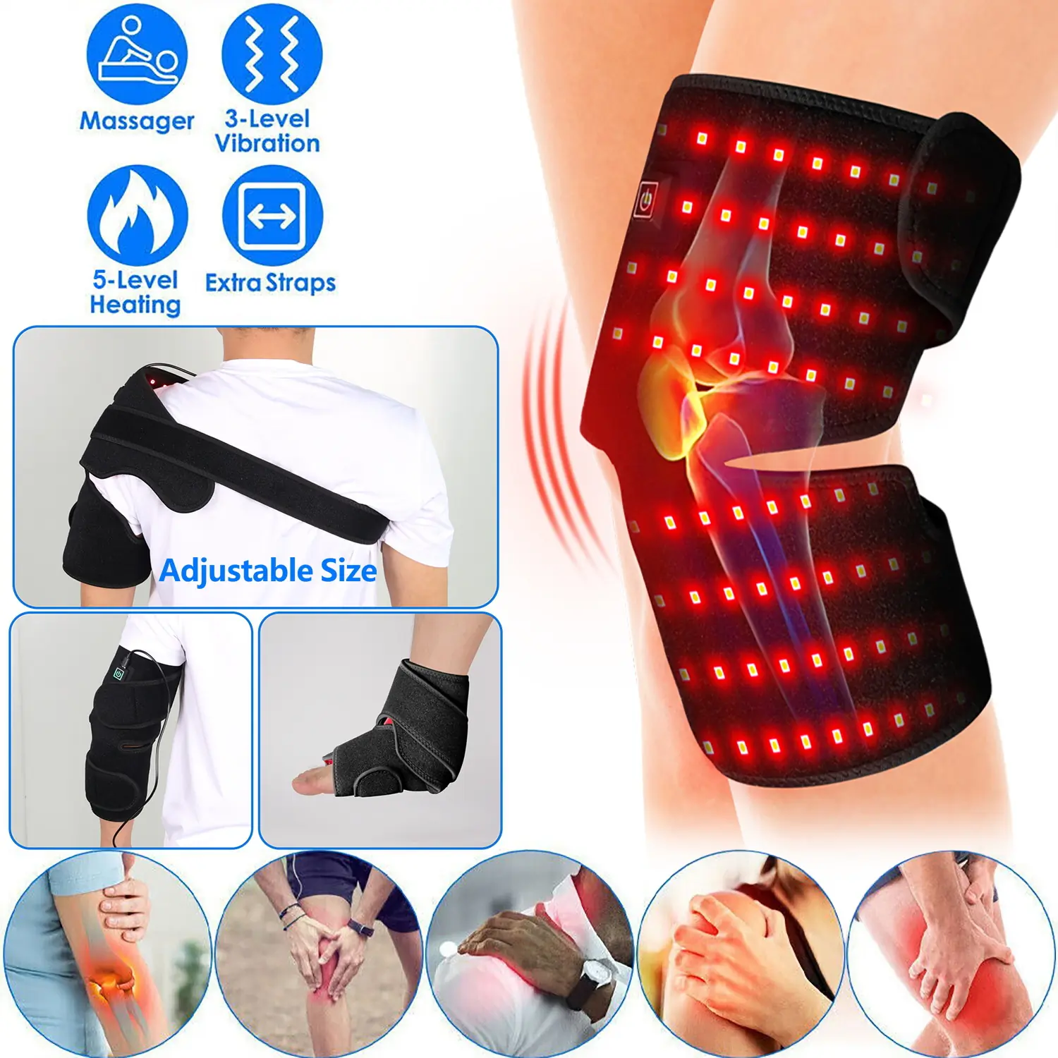 moissanitedream-t2i41fm1 96-LED Red Light Knee Wrap for Recovery Support - Image 1